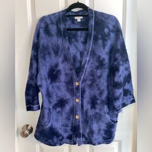 J.Jill Pure Jill Boxy Oversized Tie Dye Cotton Terry Cardigan Jacket Size M